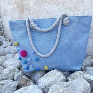 Τσάντα παραλίας - Oversized beach bag - ώμου, ψάθα, μεγάλες, θαλάσσης, tote - 5