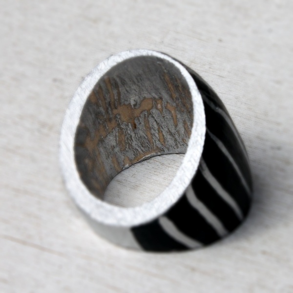 Ξύλινο δαχτυλίδι Freyja - ριγέ, ξύλο, σταθερά, μεγάλα, πρωτότυπα δώρα - 5