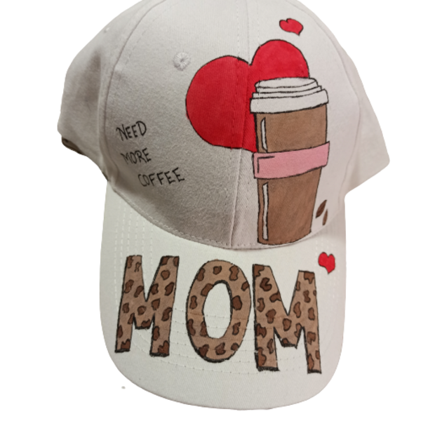 δώρο για τη μαμά καπέλο jockey 'need more coffee' με λεοπάρ μοτίβο στα γράμματα - μαμά, καπέλο, γιορτή της μητέρας
