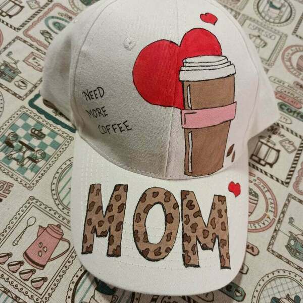 δώρο για τη μαμά καπέλο jockey 'need more coffee' με λεοπάρ μοτίβο στα γράμματα - μαμά, καπέλο, γιορτή της μητέρας - 4