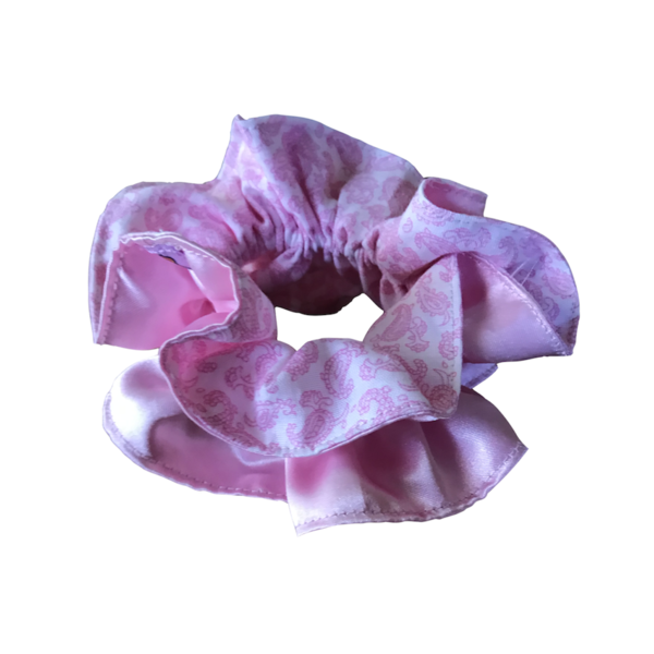 λάστιχο μαλλιών, 3D scrunchie pink paisley, 12εκ - λαστιχάκια μαλλιών - 2