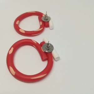 Στρογγυλά σκουλαρίκια φτιαγμένα από πηλό - πηλός, καρφωτά - 2