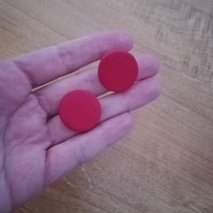 Μικρά στρογγυλά σκουλαρίκια φτιαγμένα από πηλό - πηλός, καρφωτά, μικρά - 3