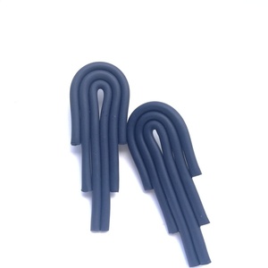 Γεωμετρικά σκουλαρίκια φτιαγμένα από πηλό σε χρωμα windsor blue - πηλός, κρεμαστά, μεγάλα