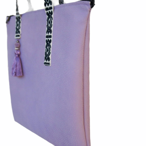Μικρή τσάντα στο χρώμα της λεβάντας - ύφασμα, ώμου, all day, μικρές - 2