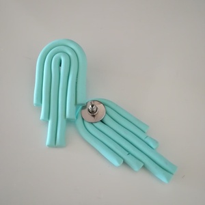 Σκουλαρίκια φτιαγμένα από πηλό σε χρώμα mint - πηλός - 2