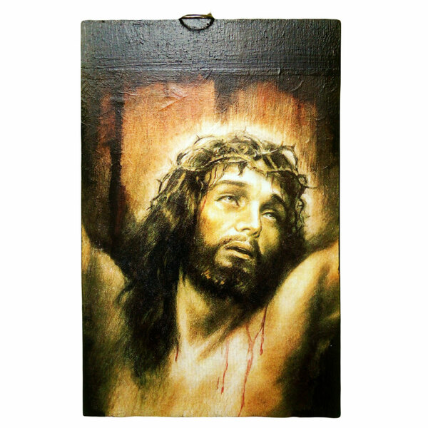 Ξύλινη χειροποίητη εικόνα "Η Σταύρωση του Χριστού" 20x30cm - πίνακες & κάδρα, εικόνες αγίων