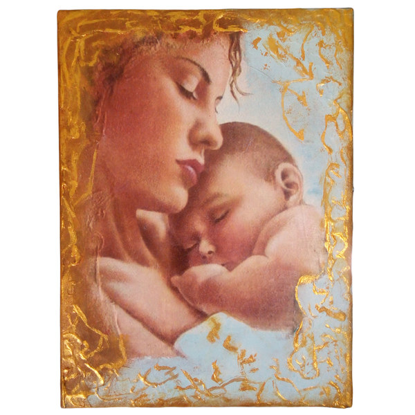 Πίνακας 3D Σε Καμβά "Μητρική Αγκαλιά" 24x30cm ArtDome - πίνακες & κάδρα, καμβάς, δώρο για νεογέννητο, πίνακες ζωγραφικής