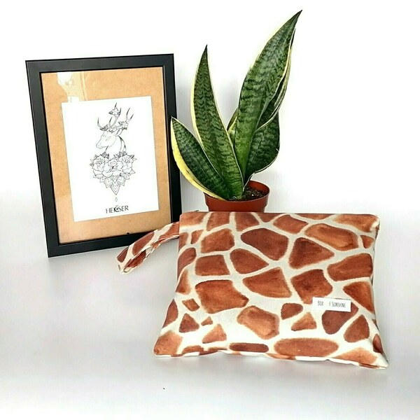Τσαντάκι (νεσεσέρ) giraffe print-small - ύφασμα, animal print, all day, χειρός, πάνινες τσάντες - 5