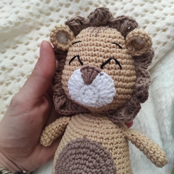 Amigurumi λιοντάρι πλεκτό κουκλάκι 24 εκ. καφέ - αγόρι, δώρο, crochet, λούτρινα, δώρο για βάφτιση - 3