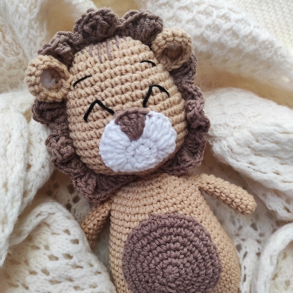 Amigurumi λιοντάρι πλεκτό κουκλάκι 24 εκ. καφέ - αγόρι, δώρο, crochet, λούτρινα, δώρο για βάφτιση - 4