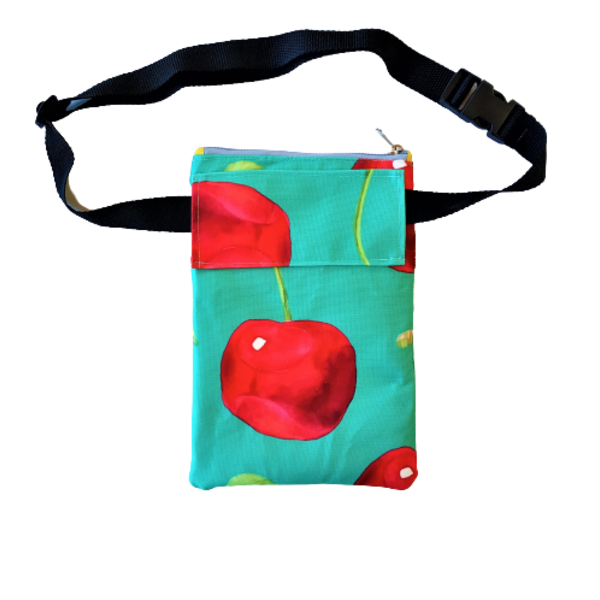 Γυναικεία χειροποίητη τσάντα μέσης και χιαστί με κεράσια - χιαστί, δώρα για δασκάλες, μέσης - 2