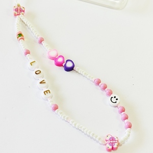 Διακοσμητικό κορδόνι για κινητό phone strap LOVE - χειροποίητα, χάντρες, μοδάτο, λουράκια - 2