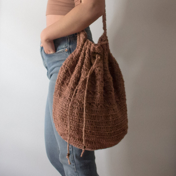 Tierra Crochet Bag - νήμα, ώμου, πουγκί, all day, πλεκτές τσάντες - 4