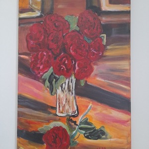 RED ROSES - ΚΑΜΒΑΣ - πίνακες & κάδρα, πίνακες ζωγραφικής - 5