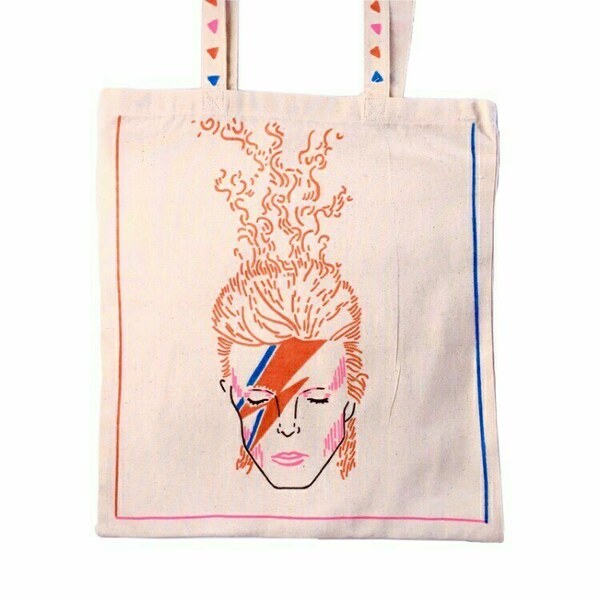 Πάνινη τσάντα πολλαπλών χρήσεων με τον David Bowie - ύφασμα, ώμου, all day, tote, πάνινες τσάντες