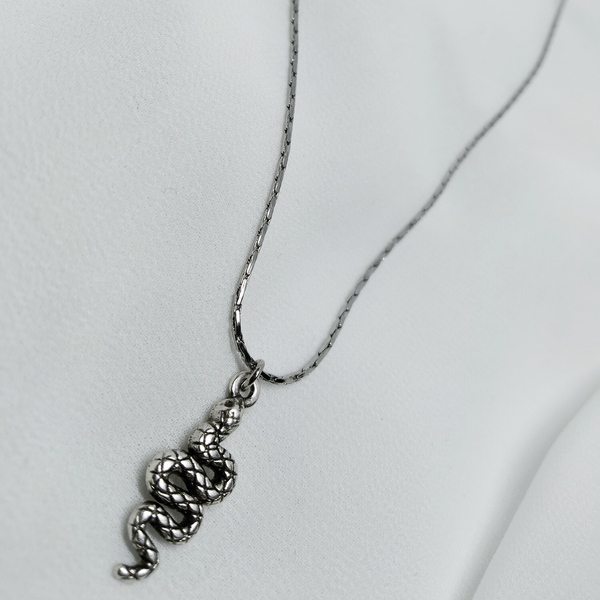 Silver snake necklace - charms, ατσάλι, φθηνά