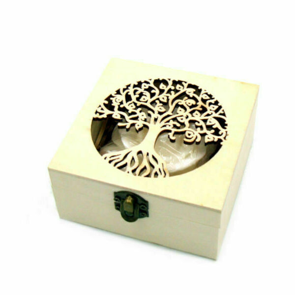 Ξύλινο τετράγωνο κουτί δέντρο της ζωής με σαπούνι τριαντάφυλλο λευκό - χεριού - 2