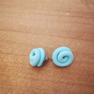 Μικρά σκουλαρίκια κόμποι φτιαγμένα από πηλό σε χρώμα mint - καρφωτά, μικρά - 2