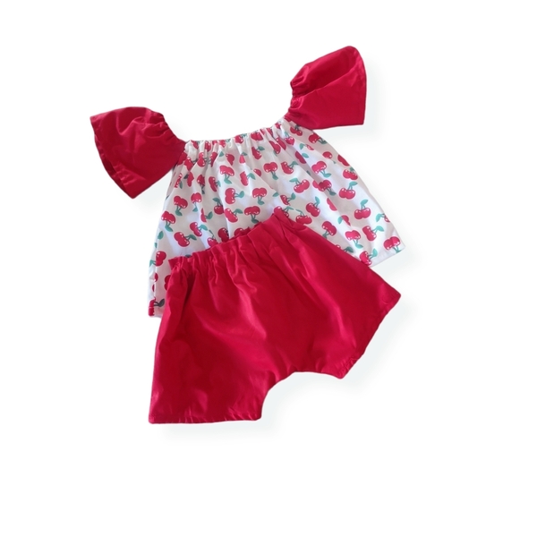 Κόκκινο παιδικό σορτς - κορίτσι, παιδικά ρούχα, βρεφικά ρούχα, 1-2 ετών - 2