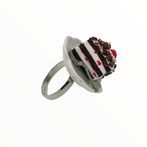 Χειροποίητο Δαχτυλίδι black forest κέικ,κοσμήματα απομίμησης γλυκών, χειροποίητα κοσμήματα μινιατούρες πολυμερικού πηλού Mimitopia - πηλός, boho, γλυκά, παγωτό, αυξομειούμενα - 3