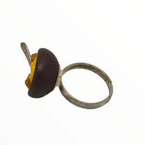 Χειροποίητο Δαχτυλίδι γιαούρτι με μέλι και καρύδια,κοσμήματα απομίμησης γλυκών, χειροποίητα κοσμήματα μινιατούρες πολυμερικού πηλού Mimitopia - πηλός, boho, γλυκά, αυξομειούμενα - 2