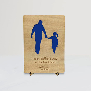 Ξύλινη Κάρτα με σταντ 12cm x 17cm -Πατέρας με Κόρη - δώρο, σε αγαπώ, οικογένεια, δώρα για τον μπαμπά, γιορτή του πατέρα