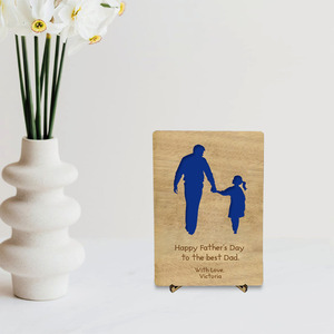 Ξύλινη Κάρτα με σταντ 12cm x 17cm -Πατέρας με Κόρη - δώρο, σε αγαπώ, οικογένεια, δώρα για τον μπαμπά, γιορτή του πατέρα - 2