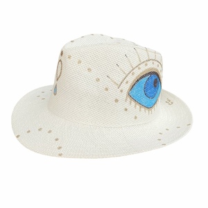 Ψάθινο καπέλο ζωγραφιστό- Sea blue eye - ζωγραφισμένα στο χέρι, απαραίτητα καλοκαιρινά αξεσουάρ, boho, αξεσουάρ παραλίας, ψάθινα
