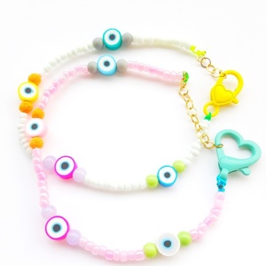 Βραχιόλι για το πόδι με ματάκια. Anklet with colorful evil eyes - χάντρες, candy, αυξομειούμενα, φθηνά - 2