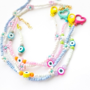 Βραχιόλι για το πόδι με ματάκια. Anklet with colorful evil eyes - χάντρες, candy, αυξομειούμενα, φθηνά - 4