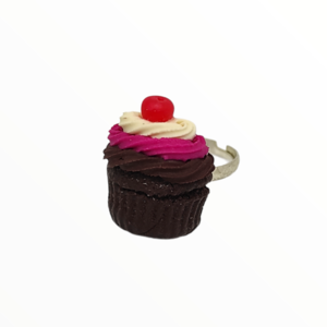 Χειροποίητο Δαχτυλίδι cupcake βανίλια φράουλα σοκολάτα,κοσμήματα απομίμησης γλυκών, χειροποίητα κοσμήματα μινιατούρες πολυμερικού πηλού Mimitopia - πηλός, boho, γλυκά, αυξομειούμενα - 3