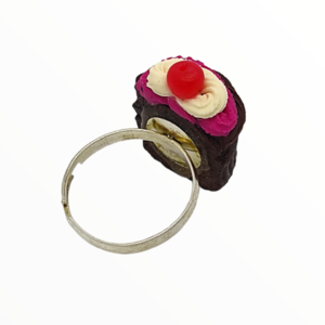 Χειροποίητο Δαχτυλίδι cupcake βανίλια φράουλα σοκολάτα,κοσμήματα απομίμησης γλυκών, χειροποίητα κοσμήματα μινιατούρες πολυμερικού πηλού Mimitopia - πηλός, boho, γλυκά, αυξομειούμενα - 5