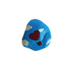 Διακοσμητική πέτρα θαλάσσης με αερόστατο καρδιά - πέτρα, καρδιά, αερόστατο, διακοσμητικές πέτρες