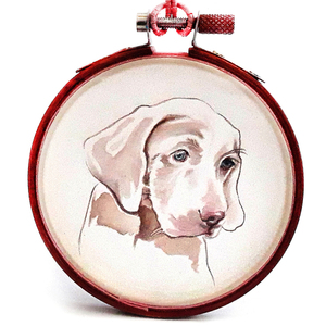 Κολιέ με φυσικό μετάξι ζωγραφισμένο στο χέρι, σκύλος 2 - ύφασμα, ζωγραφισμένα στο χέρι, σκυλάκι, μακριά, 100% φυσικό