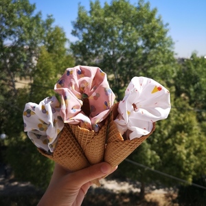 Scrunchies λαστιχάκια μαλλιών υφασμάτινα παγωτα τμχ 1 - δώρο, λαστιχάκια μαλλιών - 2