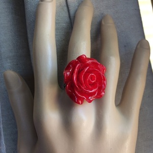 Δαχτυλίδι "Τριαντάφυλλο" από ρητίνη βαμμένη σε 7 χρώματα - τριαντάφυλλο, λουλούδι, μεγάλα, αυξομειούμενα, φθηνά - 2
