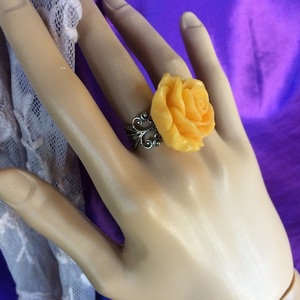 Δαχτυλίδι "Τριαντάφυλλο" από ρητίνη βαμμένη σε 7 χρώματα - τριαντάφυλλο, λουλούδι, μεγάλα, αυξομειούμενα, φθηνά - 4