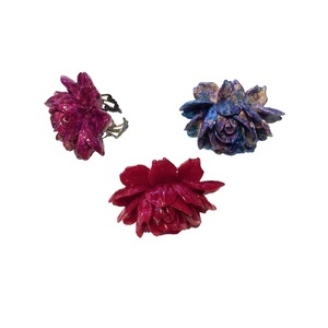 Δαχτυλίδι "Παιωνία" από ρητίνη βαμμένη σε 3 χρώματα - λουλούδι, boho, μεγάλα, αυξομειούμενα, φθηνά