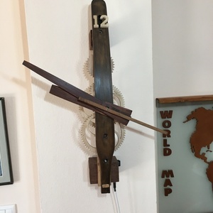 Ξύλινο ρολόι με γρανάζια - ξύλο, τοίχου