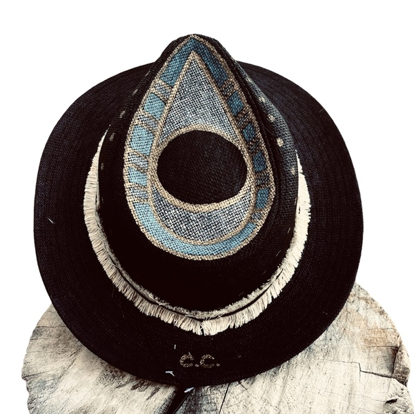 Ψάθινο καπέλο- Black eye from island - απαραίτητα καλοκαιρινά αξεσουάρ, boho, ψάθινα