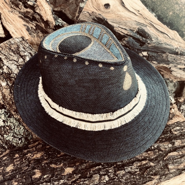 Ψάθινο καπέλο- Black eye from island - απαραίτητα καλοκαιρινά αξεσουάρ, boho, ψάθινα - 2