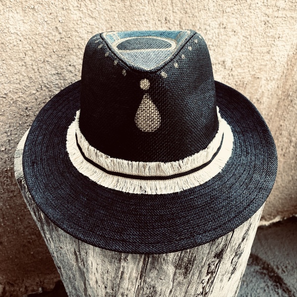 Ψάθινο καπέλο- Black eye from island - απαραίτητα καλοκαιρινά αξεσουάρ, boho, ψάθινα - 5