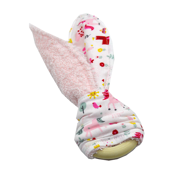 Κρίκος οδοντοφυϊας μονόκεροι ροζ σε κάστρο - κορίτσι, μασητικά μωρού