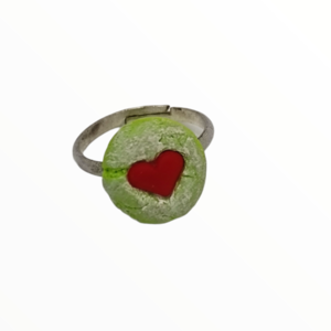 Χειροποίητο Δαχτυλίδι πράσινο μπισκοτάκι καρδιά,κοσμήματα απομίμησης γλυκών, χειροποίητα κοσμήματα μινιατούρες πολυμερικού πηλού Mimitopia - πηλός, boho, γλυκά, αυξομειούμενα - 4
