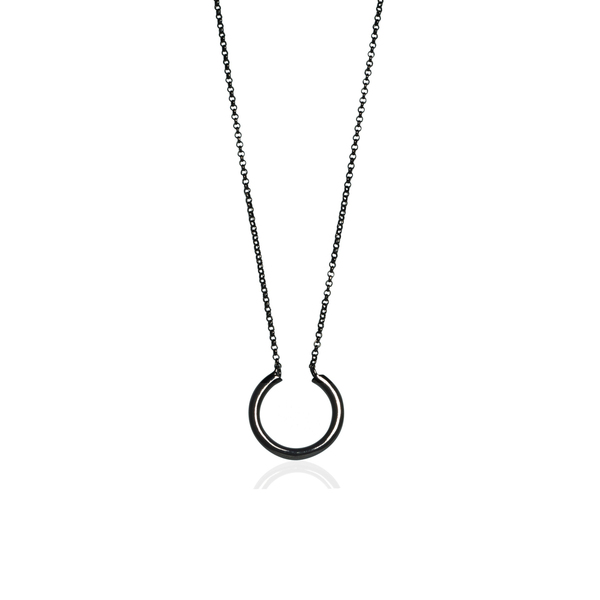 "Shapely" Ασημένιο μενταγιόν ημιτελές κύκλος, επιροδιωμένο - charms, ασήμι 925, κοντά, boho