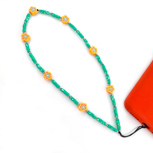 Phone Strap με αιματίτες & polymer clay orange - ημιπολύτιμες πέτρες, χάντρες, λουράκια