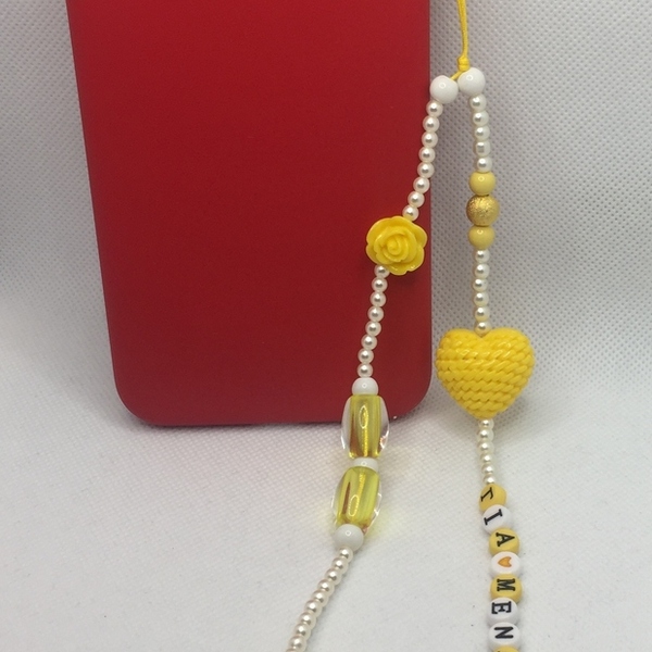 Phone strap - Λουράκι για το κινητό διακοσμημένο με διάφορες χάντρες - statement, charms - 5