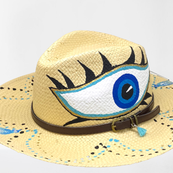 Panama evil eye summer hat - ζωγραφισμένα στο χέρι - 2