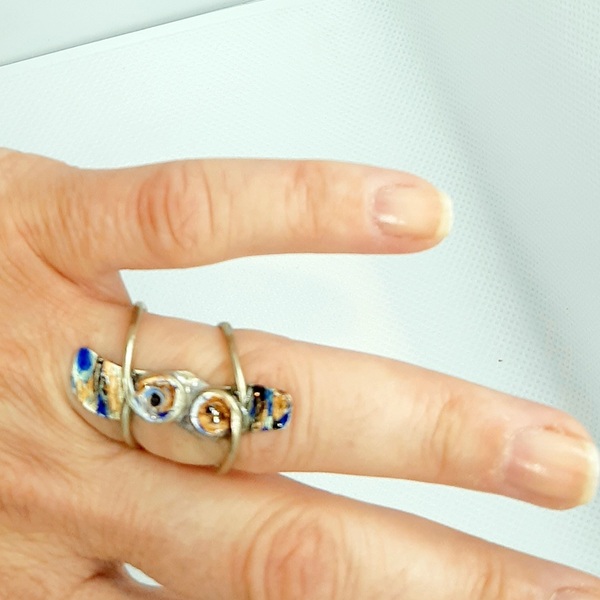 Δαχτυλίδι σύρμα-υγρό γυαλί - γυαλί, γυναικεία, αλπακάς, μεγάλα, αυξομειούμενα